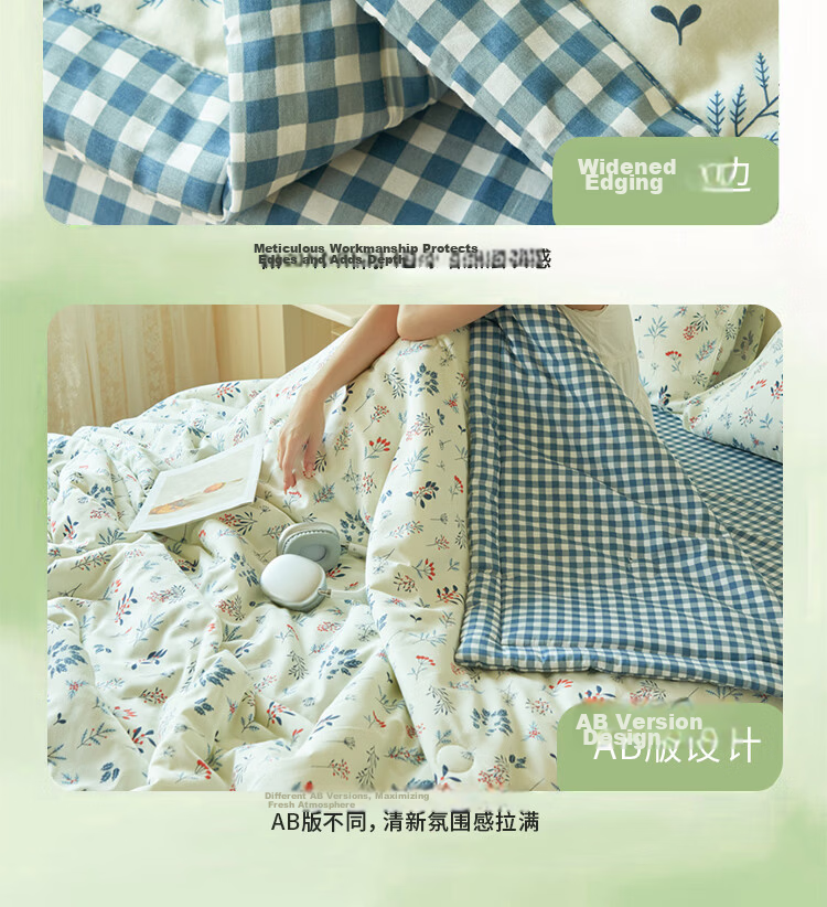 MUJI A-Class 100% Cotton Summer Quilt, Xinjiang Cotton Air-Conditioned Blanket, 150x200cm, Floral Field 10