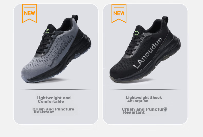 BlueOwl Shield Men's Summer Breathable Ultra-Light Comfortable Anti-Smash Steel Toe Anti-Puncture Work Shoes DL213T Size 43 17