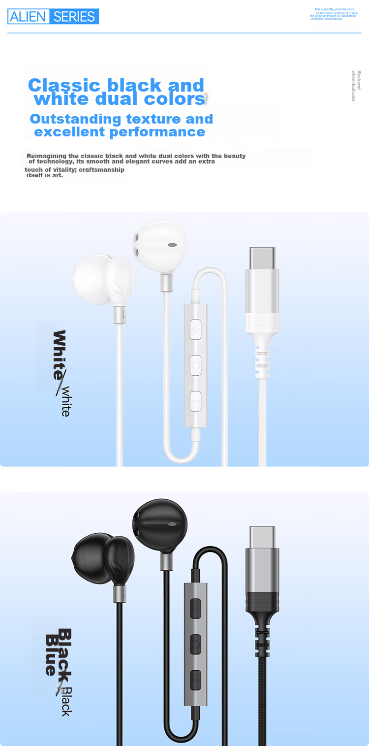 DOOSEYUON [2025 Alien Edition] Apple Wired Earphones Type-C Compatible with IPhone 17 Plus, 16, 15 Pro Max, IPad Pro, Huawei Nova 13 3