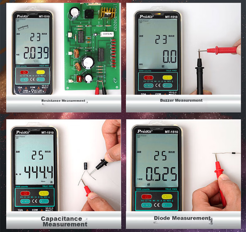 Pro'sKit MT-1280D Digital Multimeter, LCD Display, Intelligent Burn Protection, Universal Meter, Electrician's Meter 17