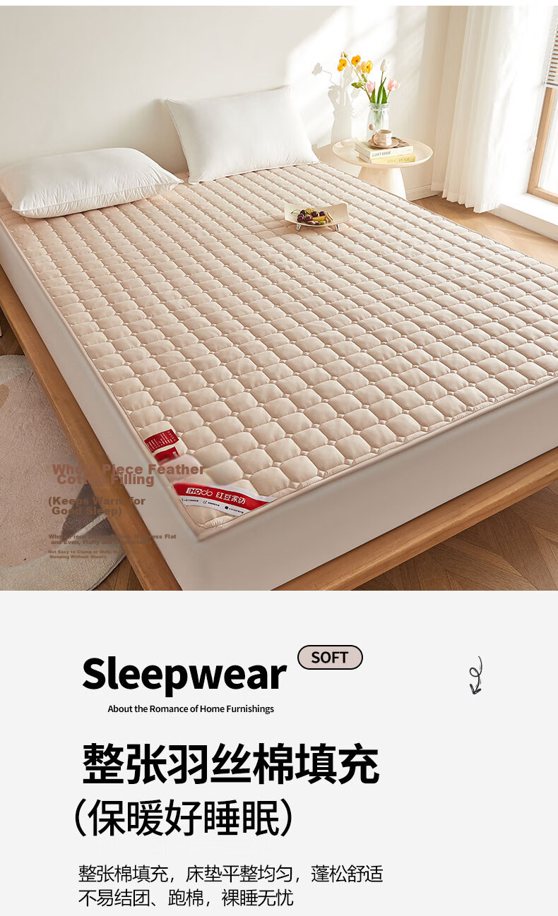 Hodo Class A Antibacterial Bed Pad, Foldable Thin Mattress Cover, Soft Pad Protector, Single Size 180*200cm, Coffee Color 5