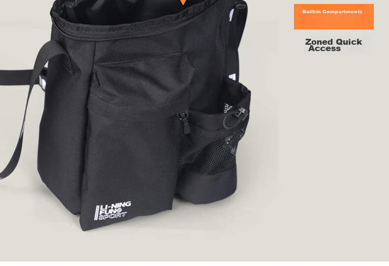 Li-Ning Crossbody Bag for Men, Lightweight Multifunctional Sports Travel Bag, Large Capacity Cycling Bag, Shoulder Bag, Athletic Casual Bag, Gray 6