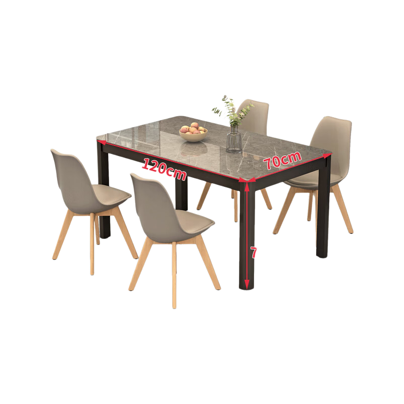 Fanshe Dining Table, Rock Slab Pattern Tempered Glass Simple Small Apartment 4-6 Person Rectangular Dining Table for Home Use
