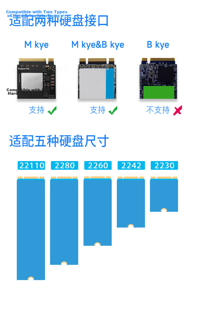 AOKO mSATA/M.2 SATA/NVMe SSD Enclosure Base, 2.5/3.5" SATA Mechanical Multi-Functional Reader, M2 to USB Dual Protocol Adapter, AM10SL 6