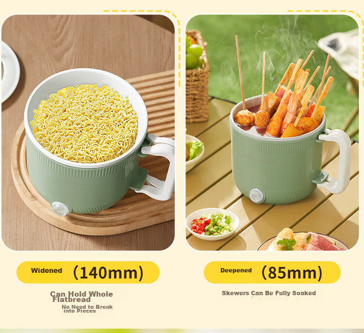 Royalstar Electric Cooking Pot Foldable Portable Small Electric Cooker for Dormitory Household Student Room All-in-One Instant Noodle Hot Pot Electric Heating Pot Titanium Coating Multifunctional Pot  11