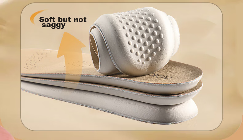 Aokang Latex Military Training Insoles Ultra-Soft Elastic Sports Shoe Insoles Cowhide Leather Men's Breathable Thickened Shock Absorption Anti-Fatigue Insoles for Long Standing 4