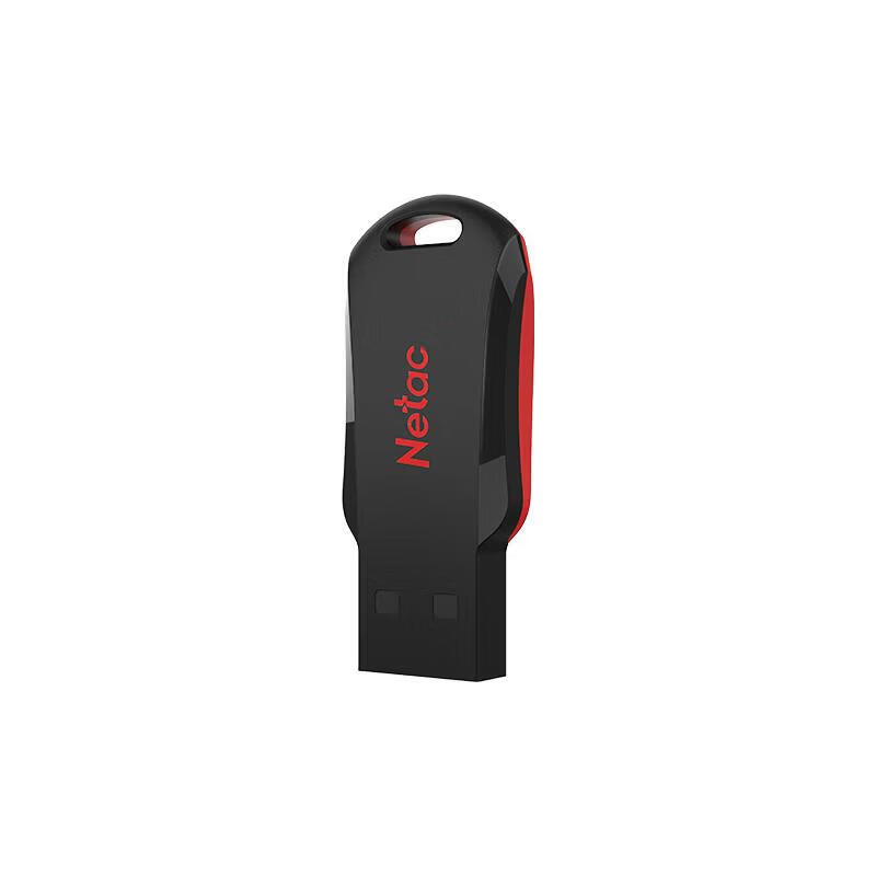 Netac 64GB USB 2.0 U196 Black Cyclone Dual-Use Car and Computer Flash Drive Black and Red Mini Encrypted USB Drive
