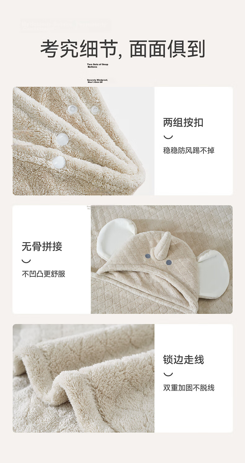 BABYGREAT Baby Hooded Bath Towel Children's Bath Cape Newborn Infant Hooded Wrap Coral Fleece Absorbent Quick-Dry 18
