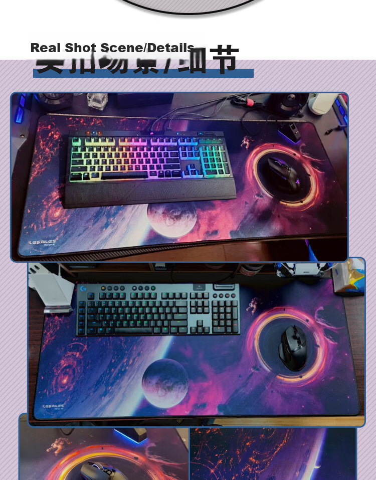 LESAILES Whale Game E-Sports Mouse Pad, Extra Large Computer Keyboard Desk Mat, Easy to Clean, 900*400*3mm 7