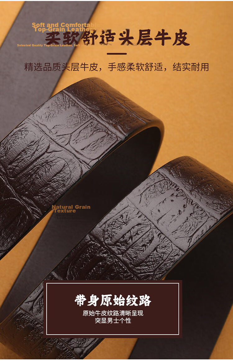 CARTELO Men's Vintage First Layer Cowhide Leather Pin Buckle Fashion Belt Gift for Boyfriend Husband Dad 3