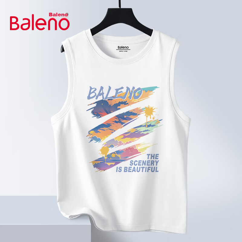 Baleno Men's Tank Top, Summer American Trendy Brand, Loose-Fitting Breathable Versatile Sleeveless Top, Youth Basketball Pure Cotton Vest 12