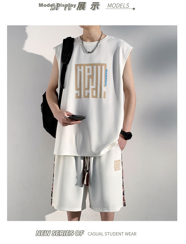 POUM American Style Ice Silk Quick-Dry Men's Sleeveless Vest Summer Sports Outerwear F25812 Black 2XL 8