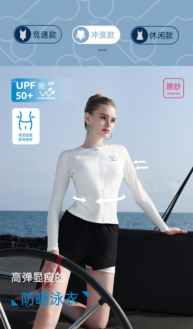 Disney Women's Two-Piece Long Sleeve Sun Protection Slimming Swimwear D15299 White 2XL 1