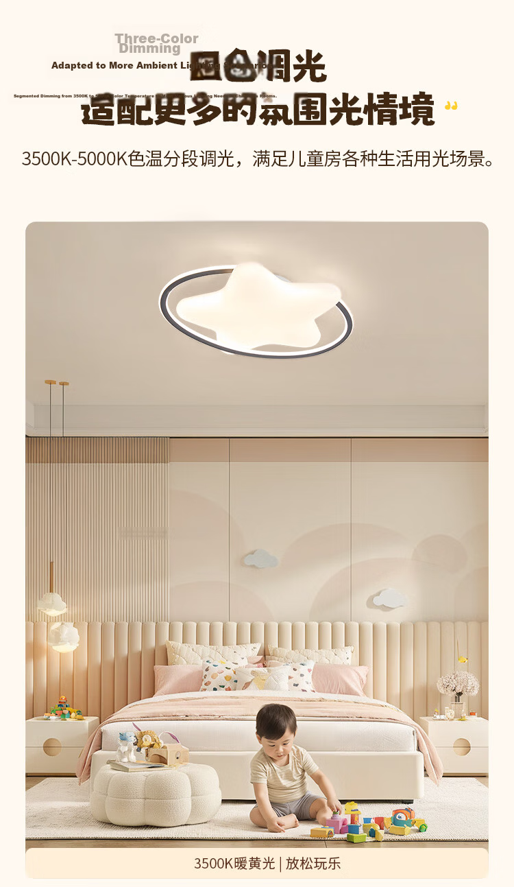 NVC LED Ceiling Light Full Spectrum Eye Protection Bedroom Kids Boys Girls Renewal Subsidy Star Three Colors 54W 11