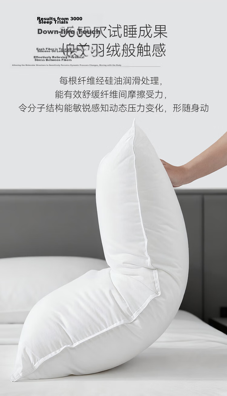 JD Jingzao Class A Five-Star Hotel Pillow Swiss Antibacterial 60-Count Cotton Sateen Fabric Pillow 48*74cm Single Piece 11