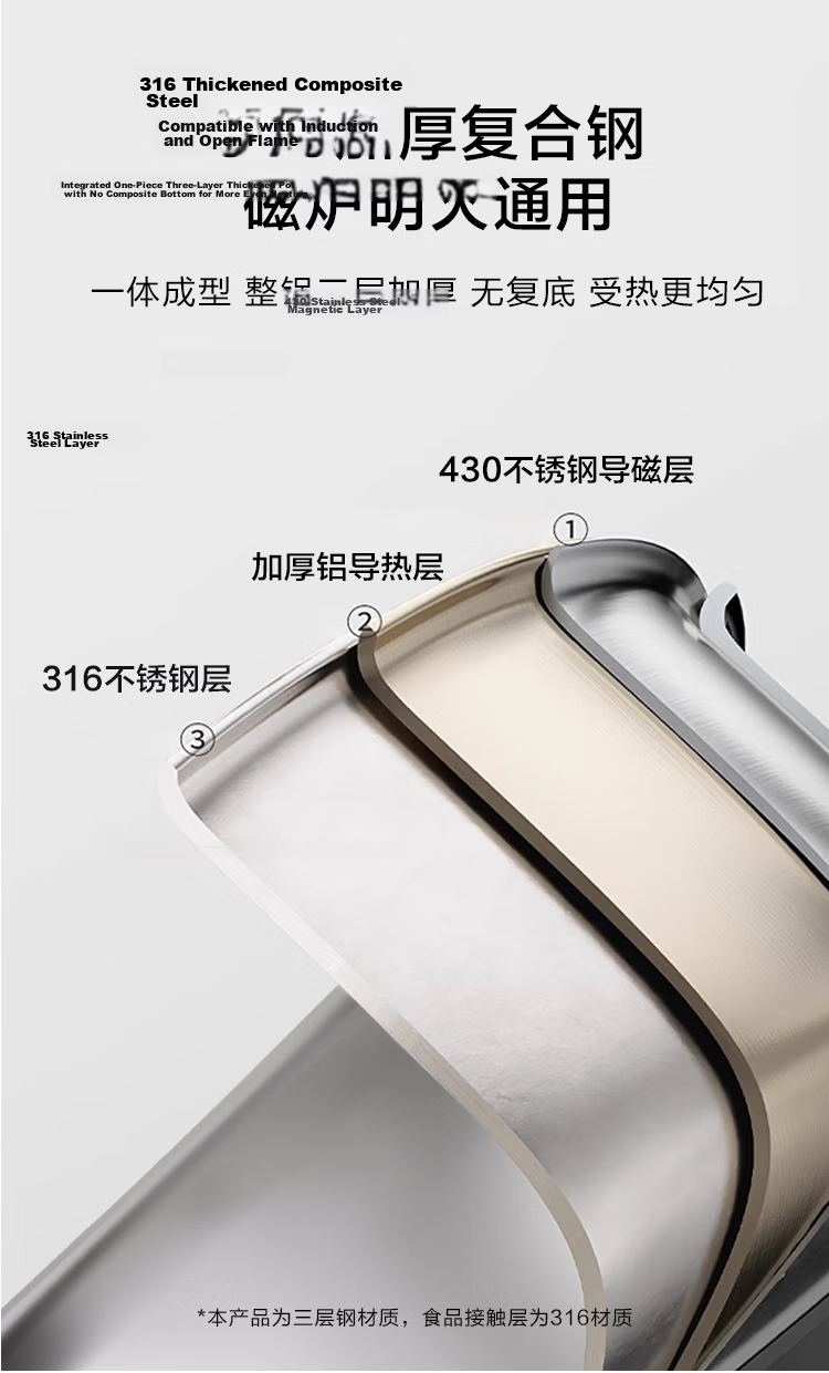 JD Original Milk Pot, 316 Stainless Steel, [With Free Steamer], Suitable for Baby Food, Noodles, Heating Milk, Compatible with Induction And Gas Stoves, 20cm 7