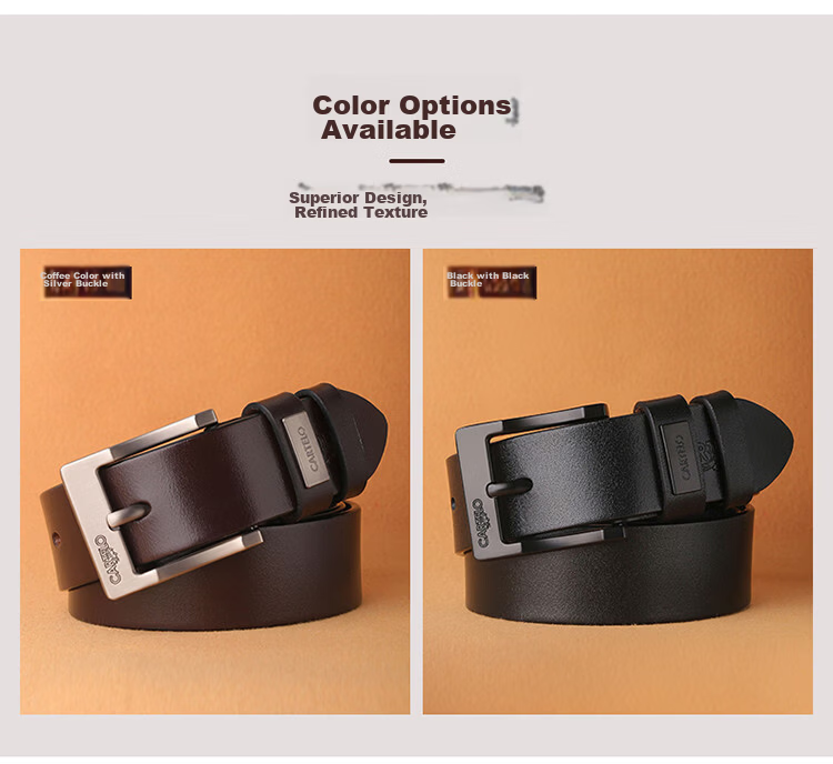 Cartelo Crocodile Men's Leather Belt Casual Automatic Buckle Top Layer Cowhide Waistband Business Belt Gift for Boyfriend 12