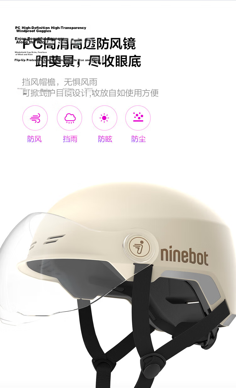 Ninebot Accessories, All-Season 3C Quality Helmet for Electric Scooters, Half Helmet, White (Suitable Accessories for Skateboards And Balance Bikes) 5