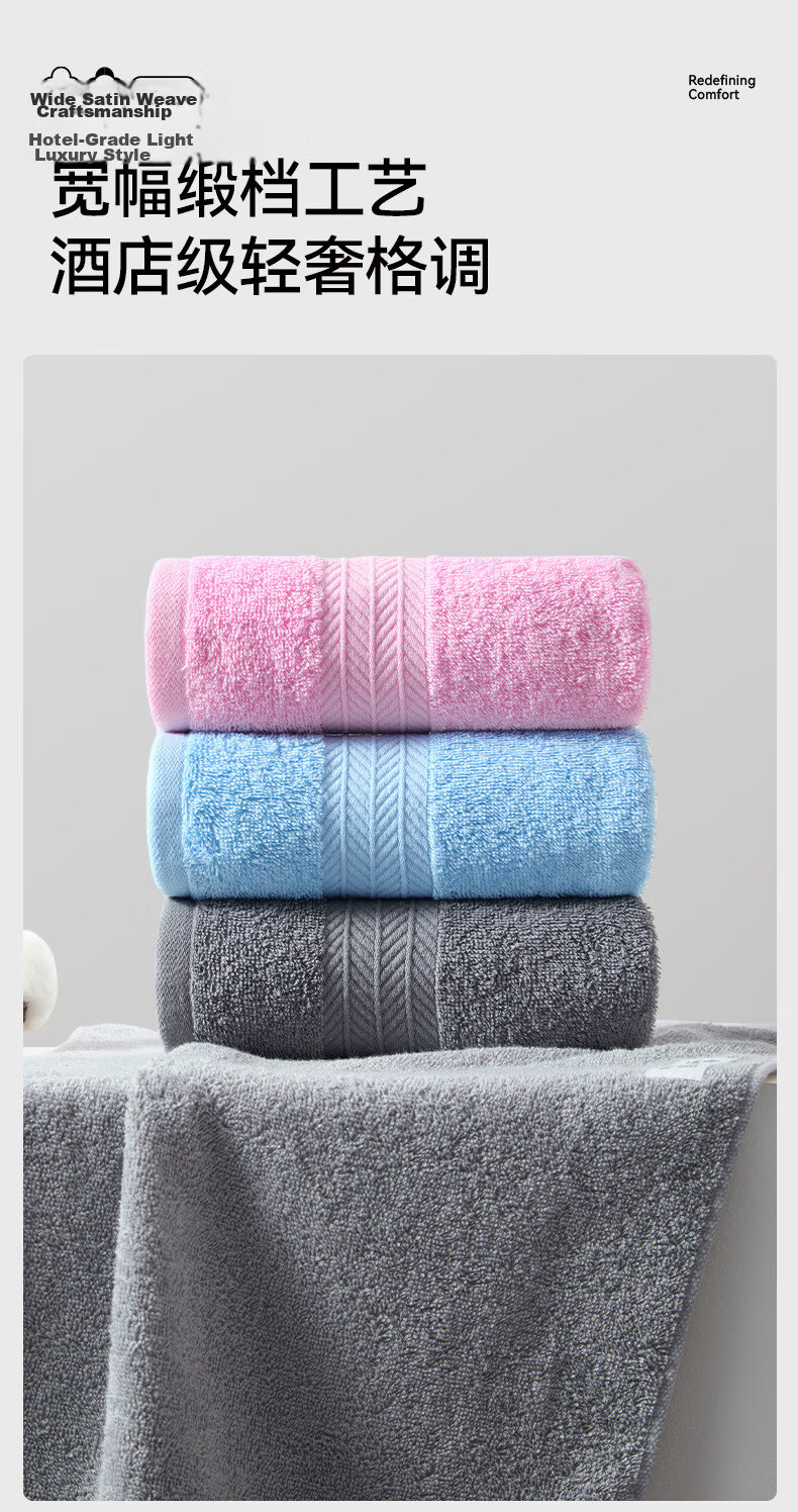 Grace 10A Grade Antibacterial Xinjiang 100% Pure Cotton Men's Towel 2-Pack, Lint-Free Face Towels 9