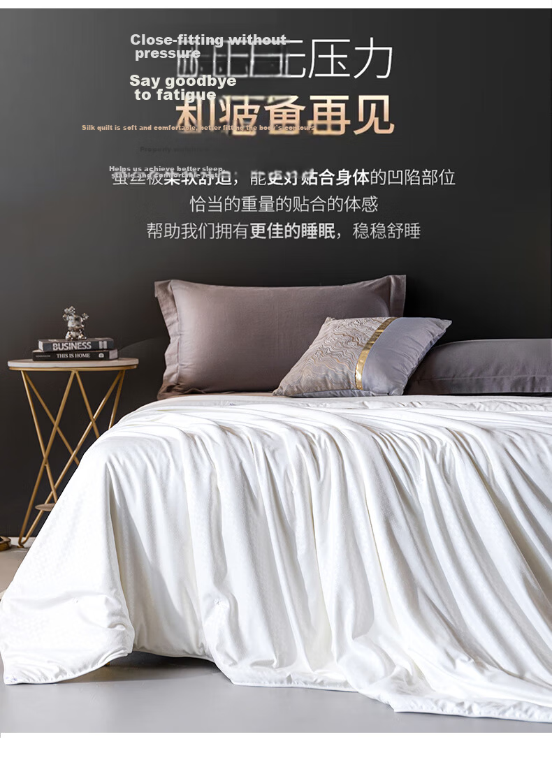 Wuyinliangpin Silk Quilt, Class A 100% Medium-Length Silk, Summer Cooling Comforter, Thin Summer Quilt, 220*240cm, Approximately 4.2 Ji 7