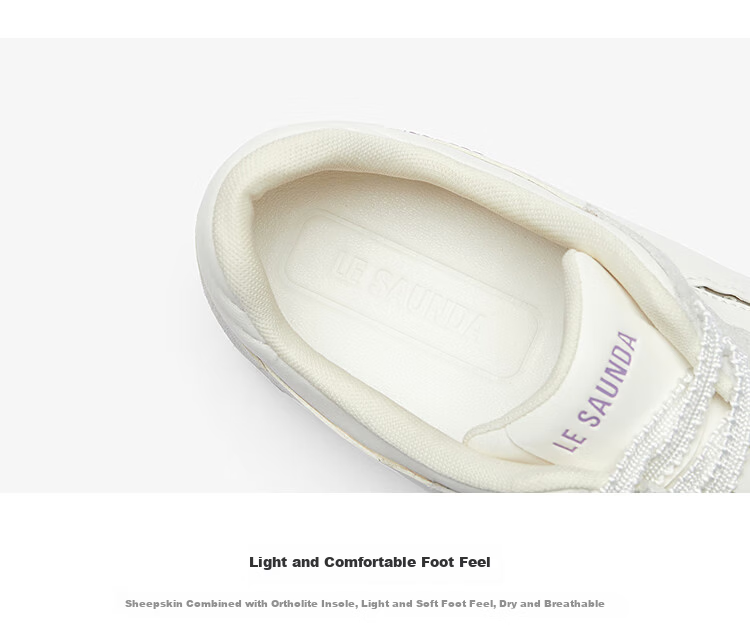 Le Saunda Meteor Dance Genuine Leather Casual Sports Height-Increasing Agan Training Shoes Women 19101 Cream White OWL 36 10