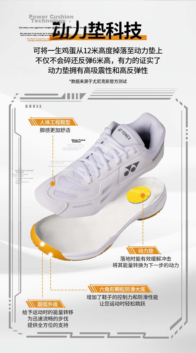 YONEX Badminton Shoes Durable Shock Absorption Non-Slip Comfortable Competition Training SHB220CR White Silver Size 39 2