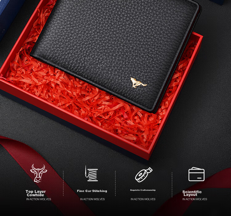 Seven Wolves Men's Genuine Leather Short Wallet Multifunctional Bill Holder ID Card Case 2026 New Birthday Gift for Boyfriend Husband 2