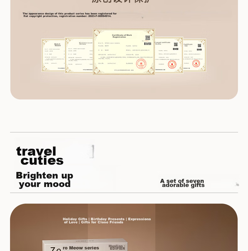 EDIFIER Zero Miaomiao Series Limited Edition Gift Box, True Wireless Bluetooth Earphones, Semi In-Ear Headphones, Holiday Birthday Gift Box, Siroma Miaomiao, Graduation Gift 4