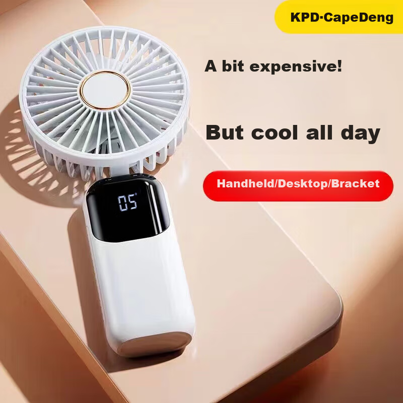 Capeden Handheld Mini Fan Multifunctional Digital Display Long Battery Life Portable USB Rechargeable Fan for Office Dorm Desktop Outdoor F01i/N15 White