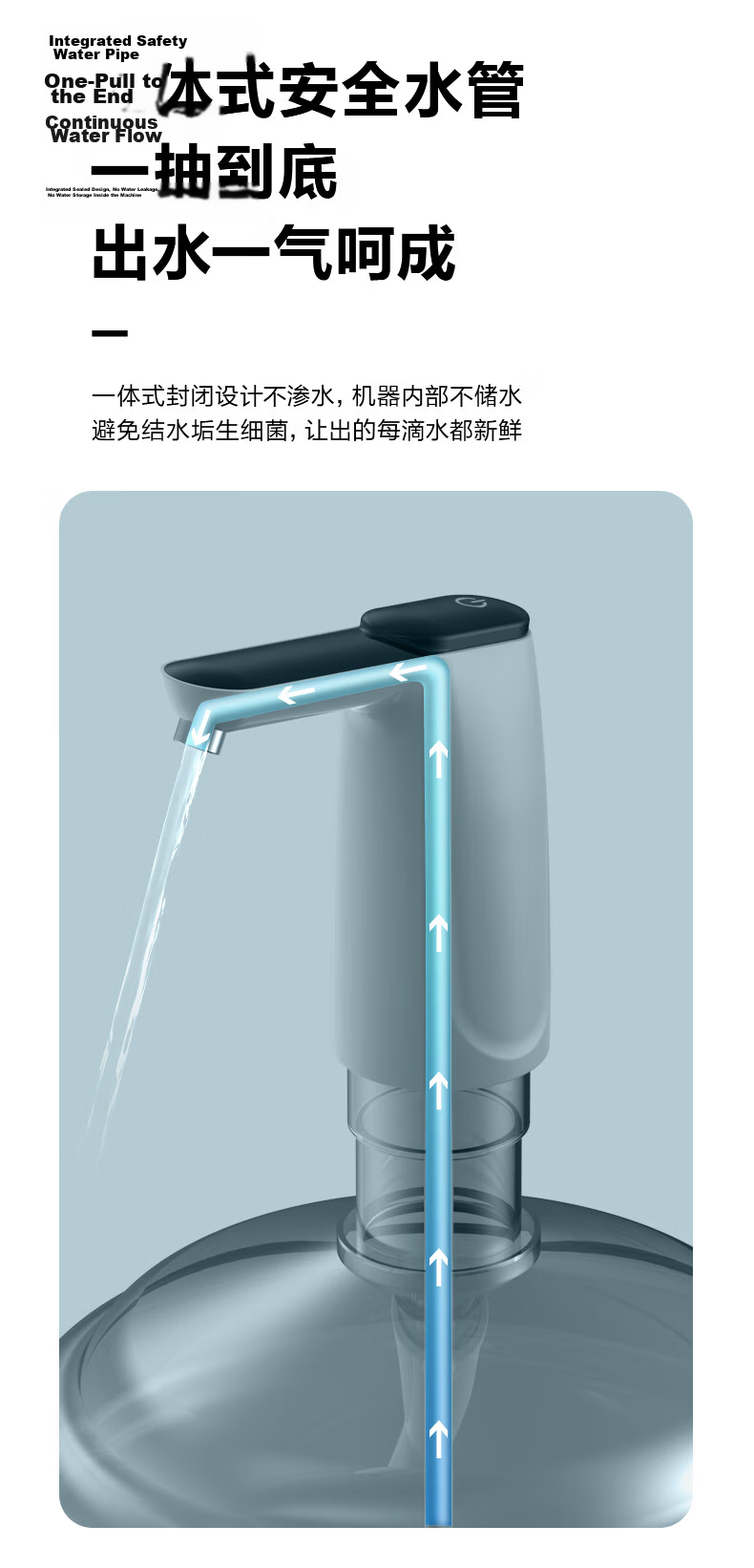 Midea Water Dispenser Home Drinking Water Machine Bottled Water Pump Electric Water Press Pump Rental Recommended Dormitory Water Bucket Pump QT001 [Food Grade Material] 7