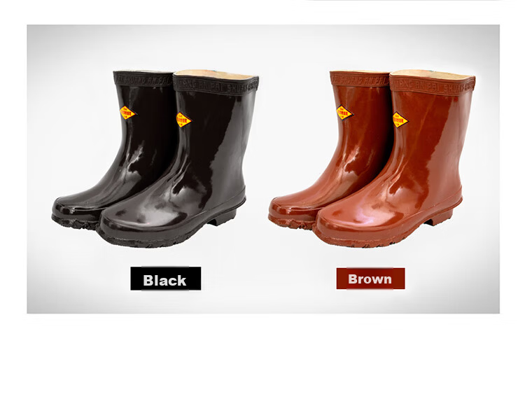 Shuang'an Insulated Boots 25KV Electrical Work High Voltage Anti-Electric Shock Mid-Calf Rain Boots Wear-Resistant Non-Slip Safety Labor Protection Boots Brown Rubber Water Shoes Size 41 6