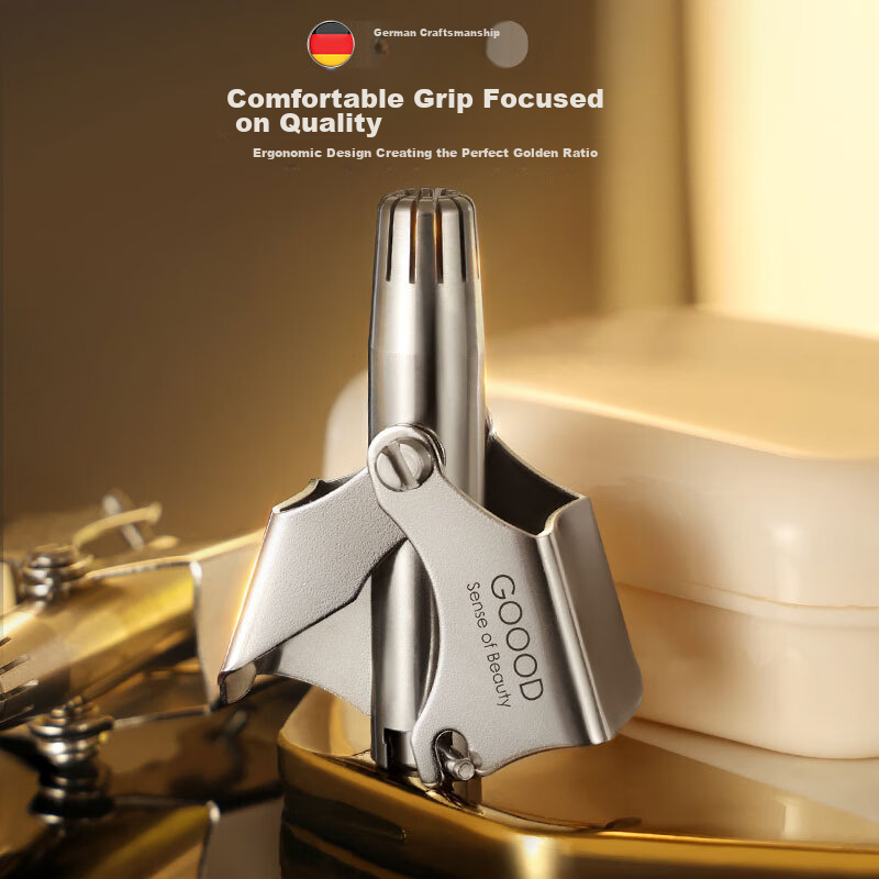 Goood German High-Quality Stainless Steel Manual Nose Hair Trimmer for Men Grooming Kit