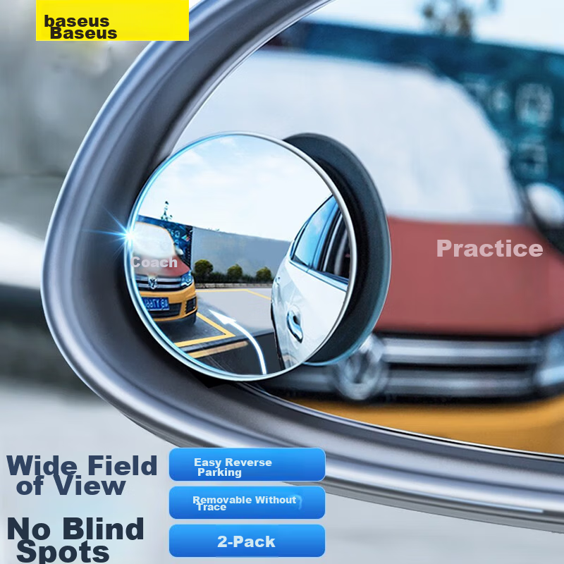 Baseus Car Rearview Mirror Small Round Mirror Reversing Auxiliary Wide-Angle Adjustable Blind Spot Mirror Compatible with Xiaomi SU7