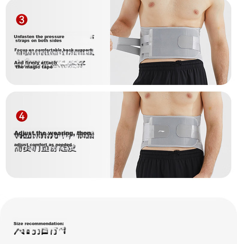 LI-NING Lumbar Support Belt Sports Waist Brace for Disc Herniation Lumbar Muscle Strain Steel Plate Support Fitness Waist Trainer Abdominal Binder Long Sitting Back Support 21