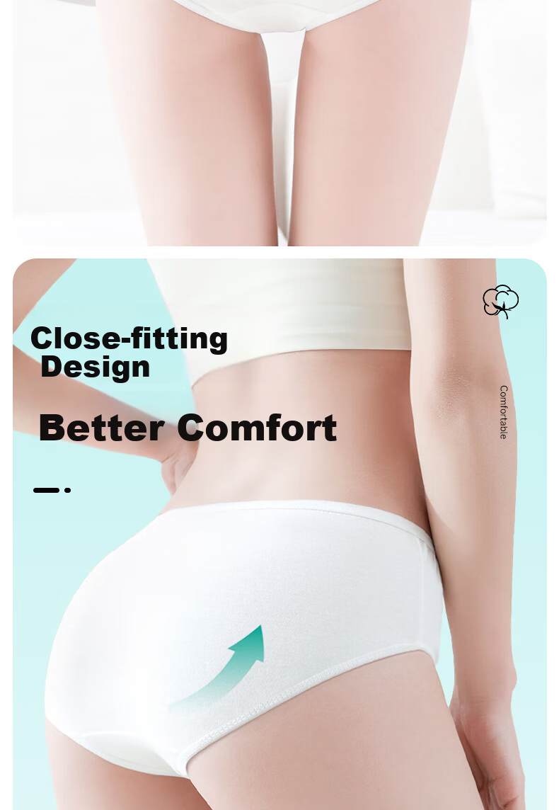 Qihaiqiu Disposable Women's Sterile Travel Underwear Wash-Free Shorts Maternity Postpartum Plus Size Portable Daily Disposable Panties 4 Pieces XL 6