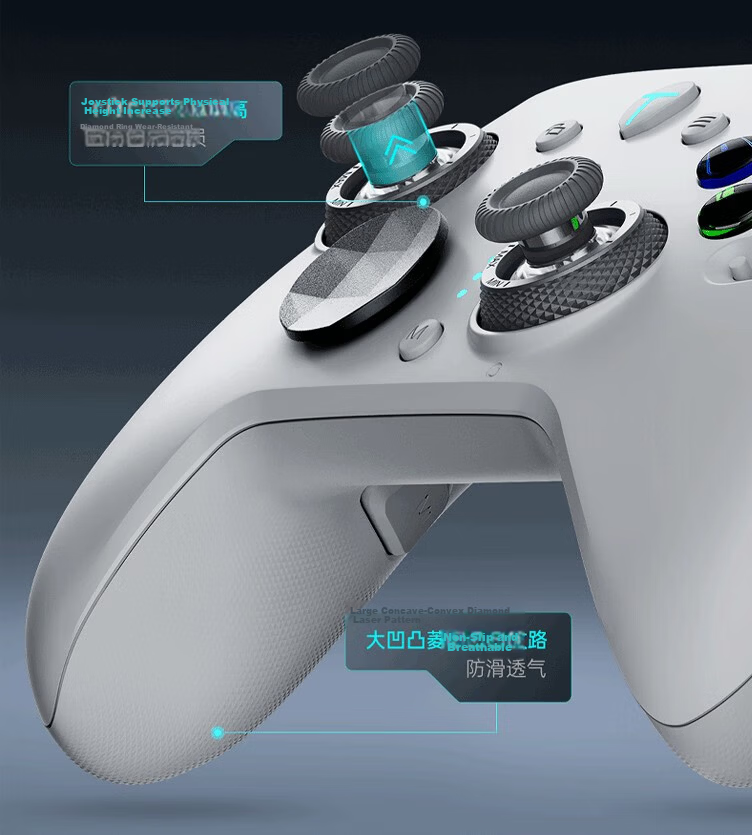 ThundeRobot G80 Thunder Blade Wireless Game Controller with HD Speaker, Force Feedback Switchable Joystick, Character Switching, Xbox-Like Bluetooth Motion Sensing PC Computer NS TV Steam White 23