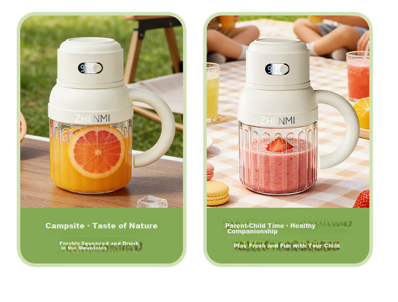 Zhenmi Small Portable Juicer 1L Large Capacity Multifunctional Juice Extractor Double Lid Smoothie Milkshake Blender Cup J22 16