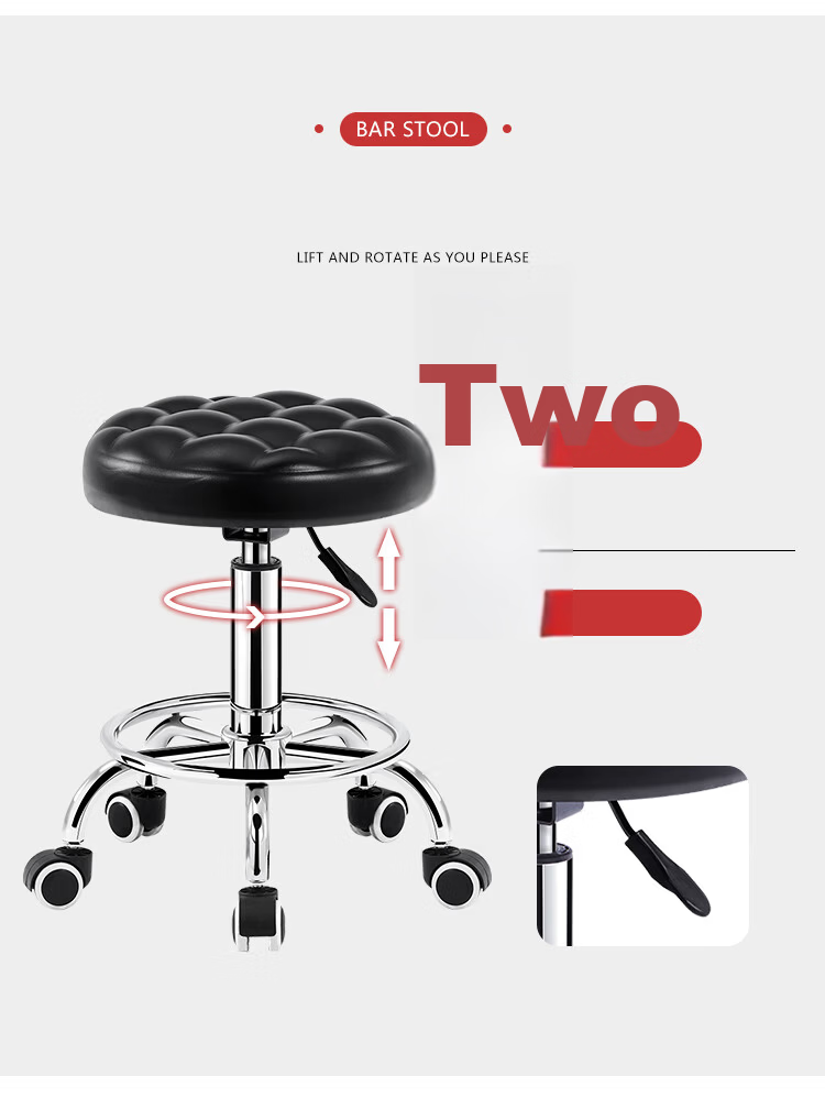 Huakai Star Bar Stool Adjustable Bar Chair Round Stool with Wheels Lift B-6 Upgraded Black 3
