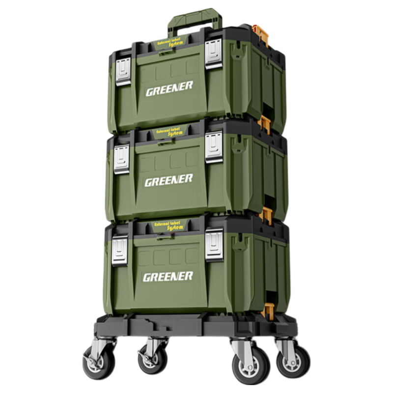 GREENER Flexible Snake Stackable Large Toolbox Hardware Storage Box Impact Drill Electric Hammer with Wheels Multifunctional Electrician Tool