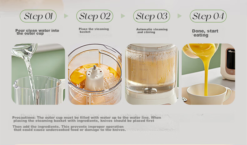 Bear Baby Food Processor Upgraded 316 Stainless Steel Shaft Multifunctional Garlic Grinder Meat Mincer 8-Blade Single Cup Single Knife 19