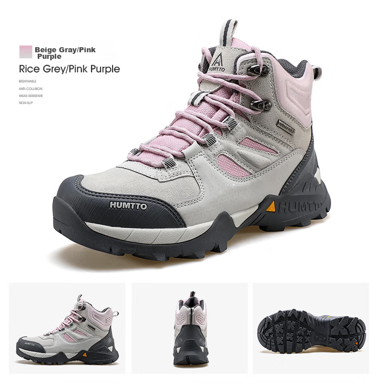 HUMTTO High-Top Waterproof Hiking Boots for Women, Non-Slip Shock-Absorbing Outdoor Trail Walking Climbing Shoes, Beige, Size 39 18