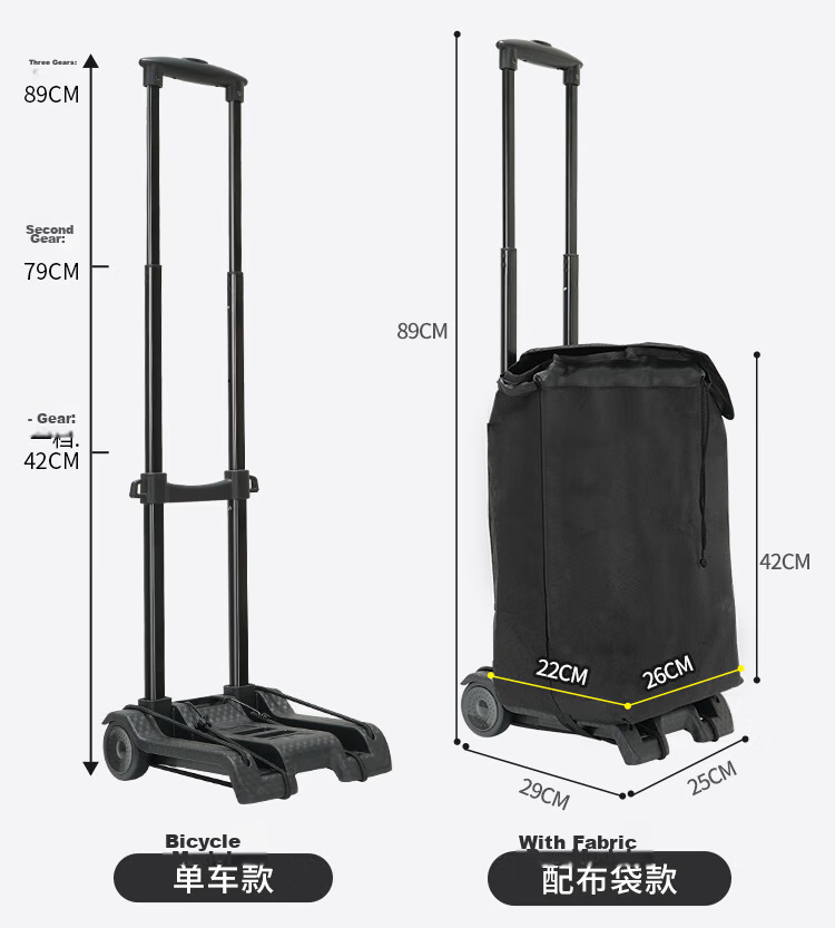 Xilushi Folding Trolley Cart Portable Shopping Cart Luggage Cart Load Capacity Approx. 35kg BY07 16