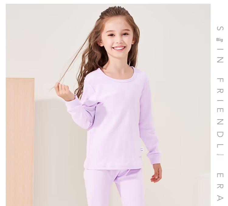 THREEGUN Class A Antibacterial Soft Cotton Girls' Student Turtleneck Base Layer Thermal Underwear Set 29426D0 Light Orange 170 25