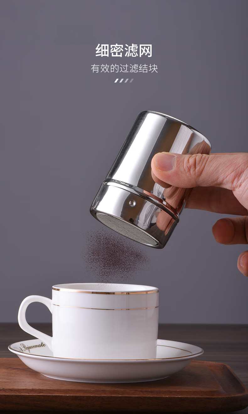 CLITON Stainless Steel Powder Shaker Decorative Coffee Cocoa Powder Dispenser Coffee Latte Art Mold Sugar Salt Shaker Powder Container 3