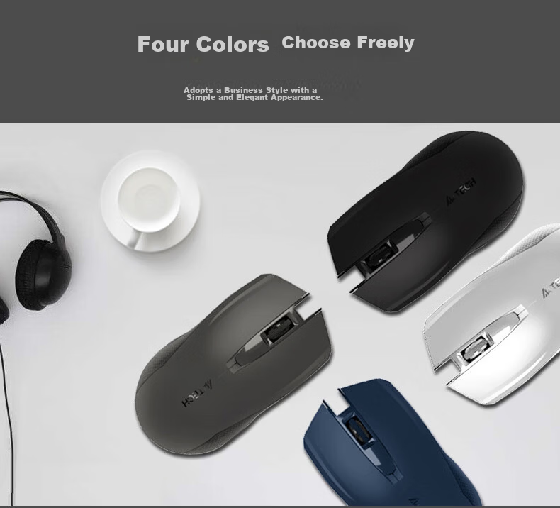 A4TECH G3-760N Large Symmetrical Wireless Office Mouse Wireless Peripheral Computer Mouse Replaceable Battery Wireless Mouse Laptop Universal Black Wireless 4