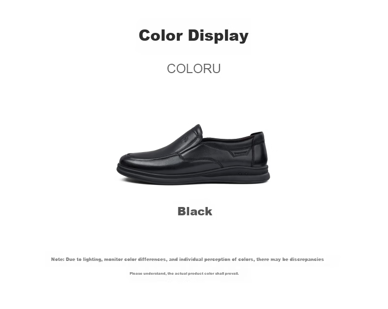 CAMEL Business Casual Shoes, Middle-Aged Men's Soft Cowhide Slip-On Shoes, A132287560-1, Black, Size 42 5