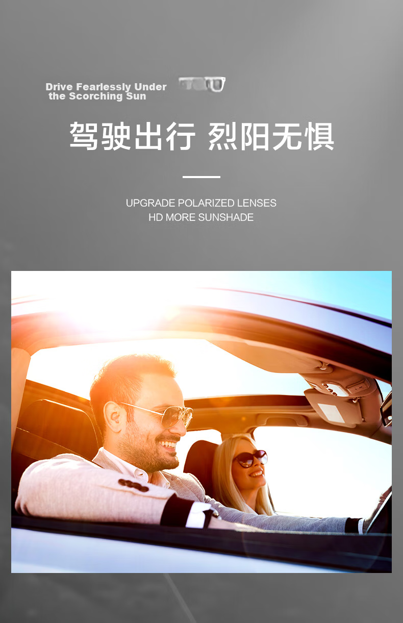 Pulais Pilot Sunglasses Pure Titanium Ultra-Light HD Polarized Men's Driving Fashion Sunglasses Black Frame Gray Lens 4
