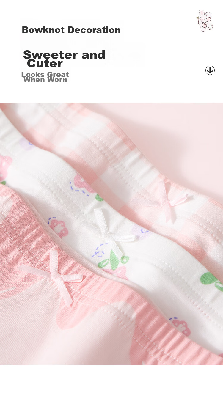 Miiow Kids Girls' Summer Cotton Antibacterial 7A Mulberry Silk Crotch Underwear Baby Boxer Shorts 12