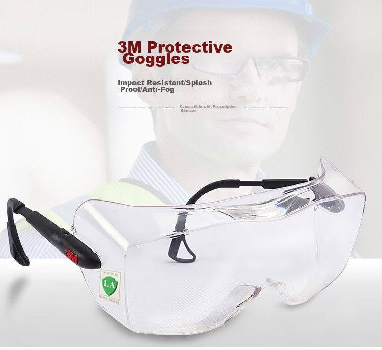 3M Protective Goggles, Dust And Fume Resistant, UV Protection, Safety Glasses, Impact-Resistant, Splash-Proof, for Factory And Laboratory Use, Clear Lenses, Suitable for Nearsightedness, 12308 1