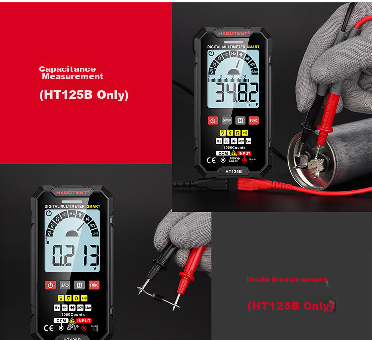 HABOTEST HT86A Automotive Multimeter High-Precision Temperature Tester Multi-Function Ammeter Household Multimeter with Burn-Proof Design 12